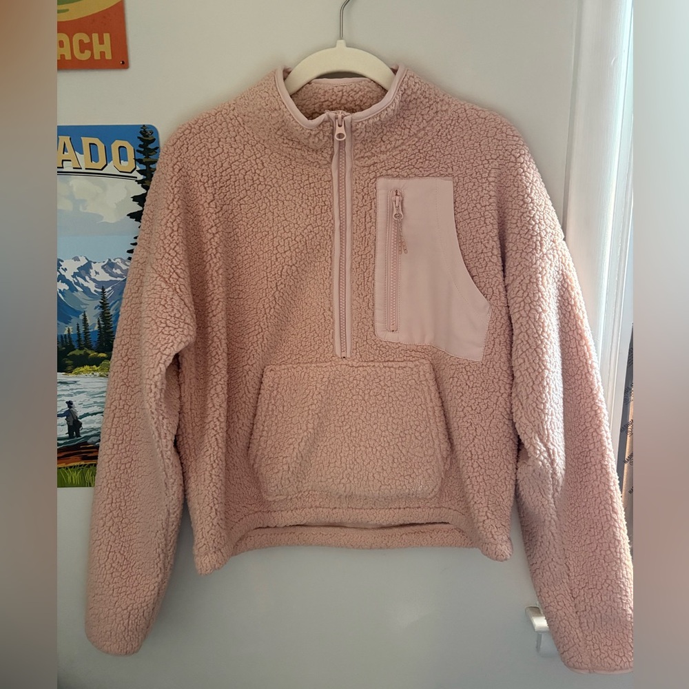 Pink Quarter Zip Sherpa